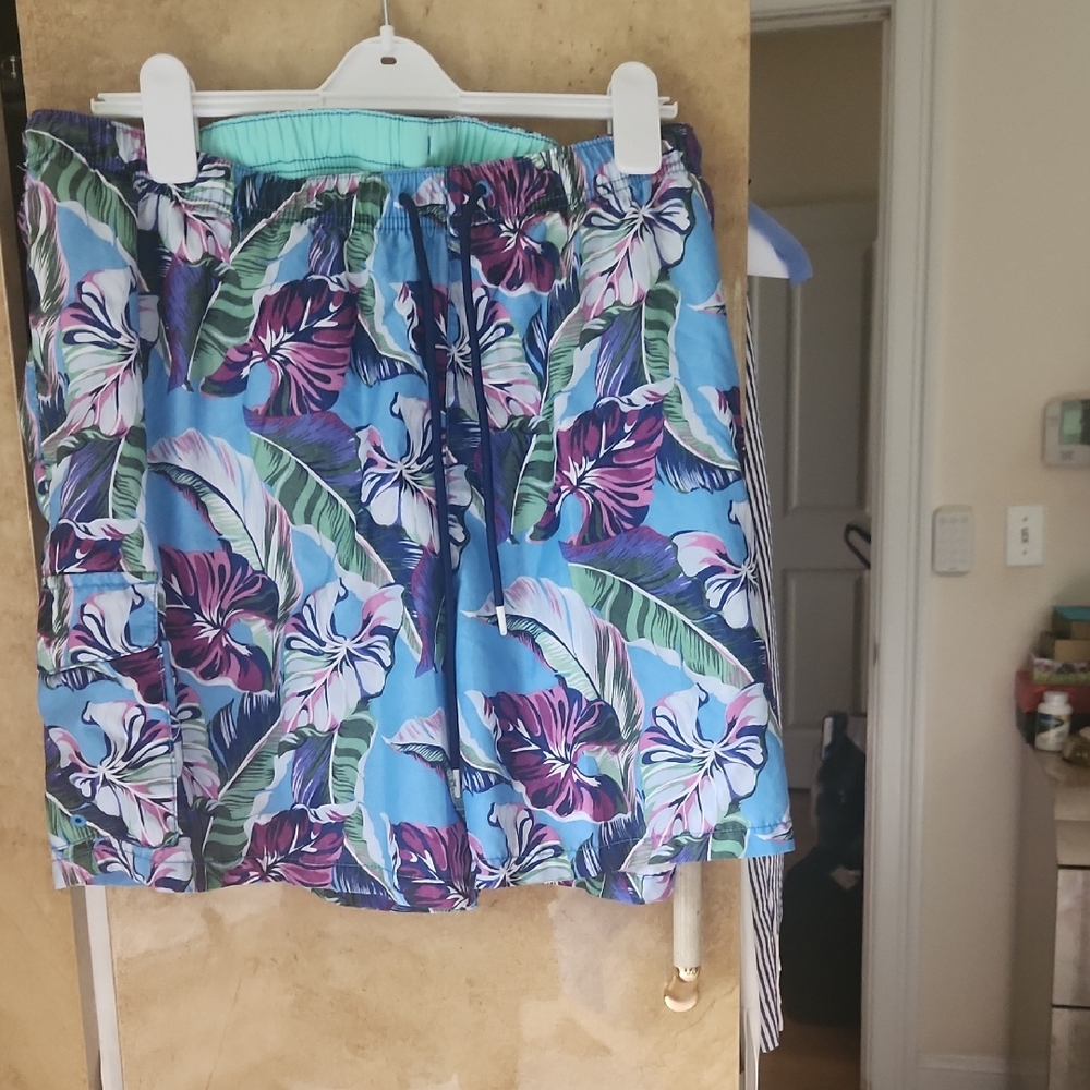 SALE ! MENS- EUC- #RESORT WEAR -Tommy Bahama Blue Floral Swim Board Shorts